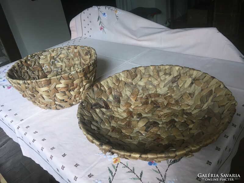 Two old seaweed woven baskets - bowls - containers