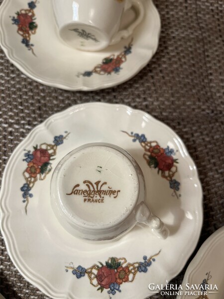 Sarreguemines, French, 6-person coffee set with dessert plates.