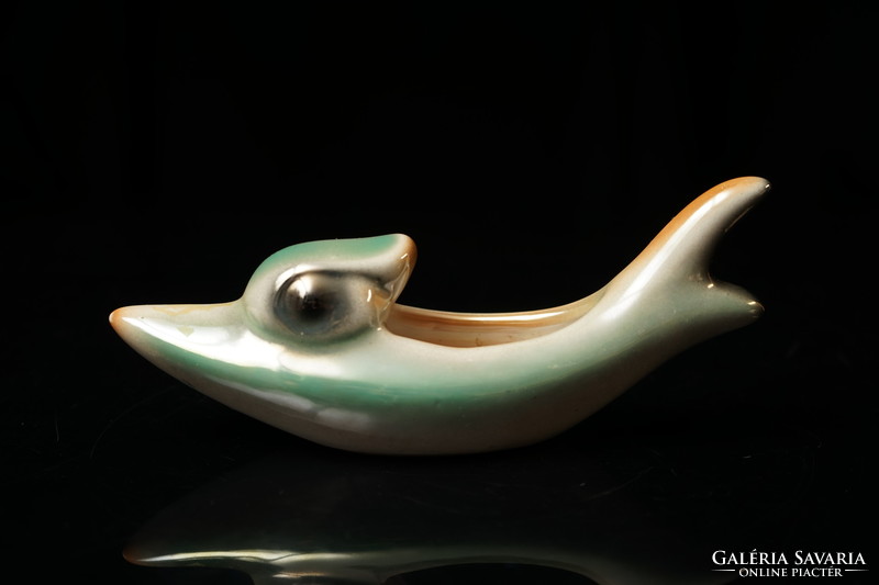Old Hungarian industrial art ceramic fish figure / bowl / holder / ashtray / retro