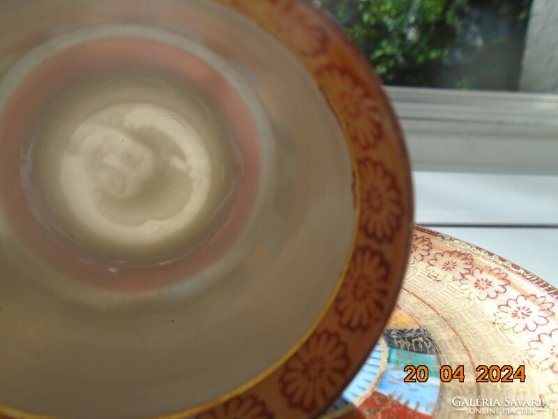 Litofán GÉSÁVAL "ezer arc" mintával japán kézzel festett tojáshéj kávés csésze alátéttel