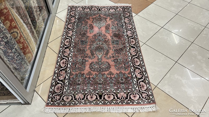 3616 Cashmere caterpillar silk isfahan handmade Persian carpet 94x154cm free courier