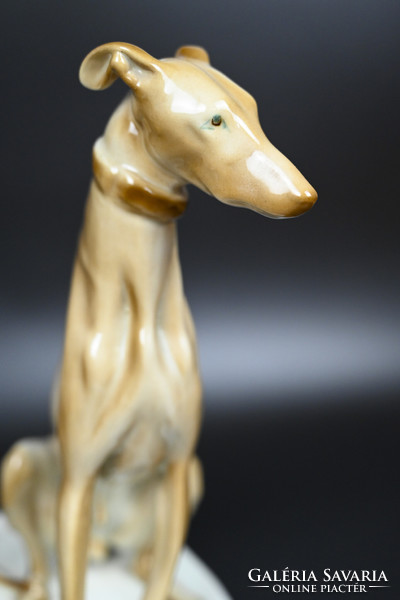Zsolnay porcelain greyhound statue