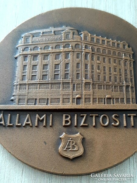 State insurance bronze commemorative medal, plaque 6 cm
