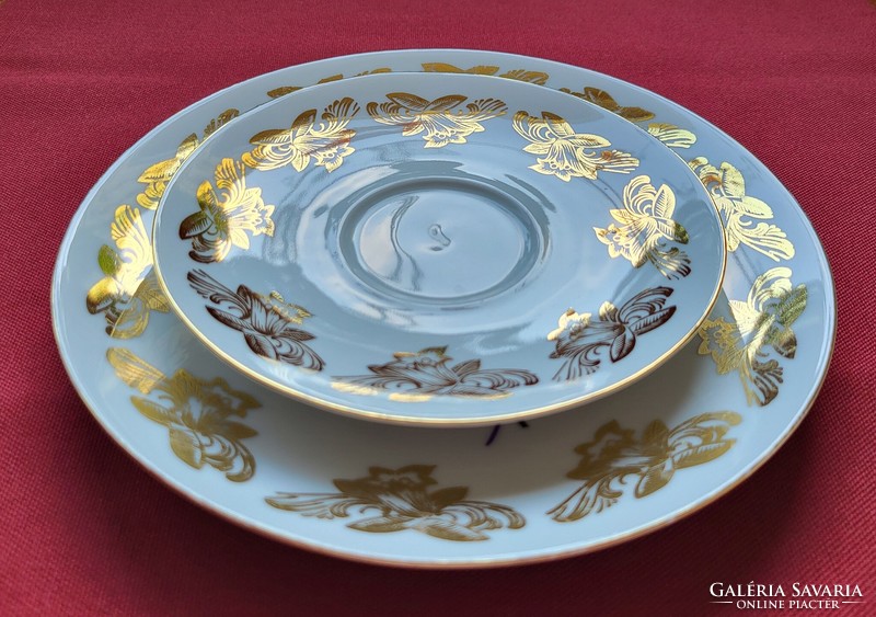 Bareuther Waldsassen Bavaria német porcelán reggeliző tányérpár hiányos csészealj kistányér tányér