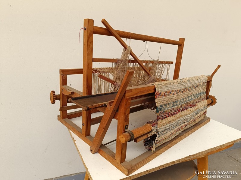 Old softwood loom beginner practice tool folk art weaving loom chair 794 8737