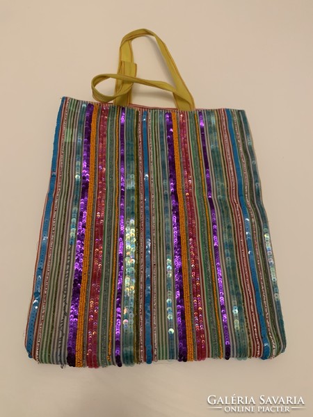 Különleges nagyméretű flitteres gyöngyös táska bevásárló shopping bag szatyor