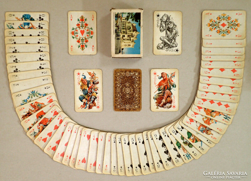 RITKASÁG! Régi antik NÉMET népi FOLKLÓR ROKOKO francia kártya játék pakli virágos franciakártya