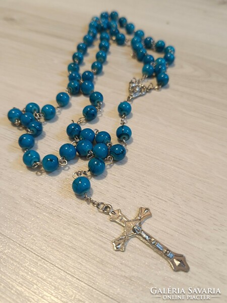 Rosary in dark turquoise color