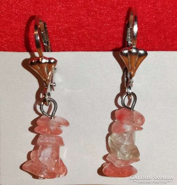 Mineral earrings (simple) - cherry quartz