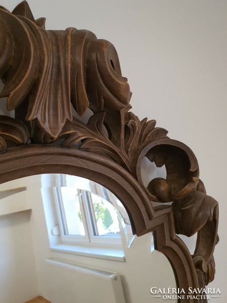 Bécsi barokk fa keret, kézi csiszolású fazettás tükörrel. (Videó!)