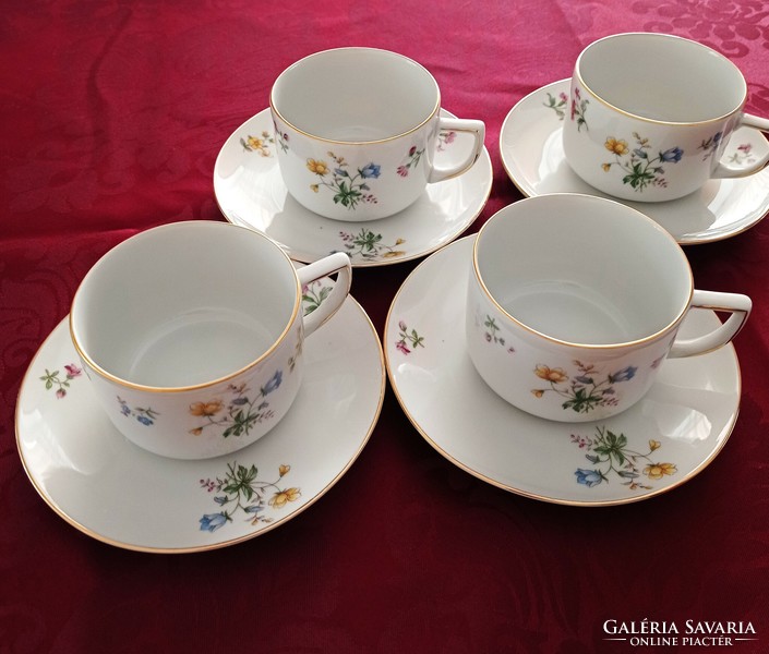 4 antique Wunsiedel-retsch Bavarian teacups with plates