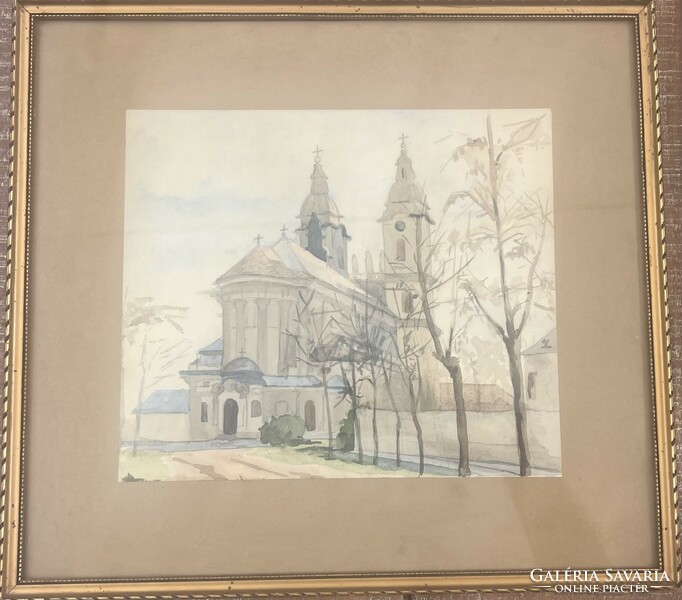 Franciscan church. Pécs, watercolor.