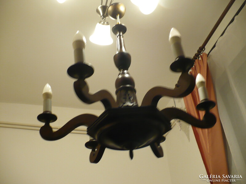 Impressive wooden chandelier.