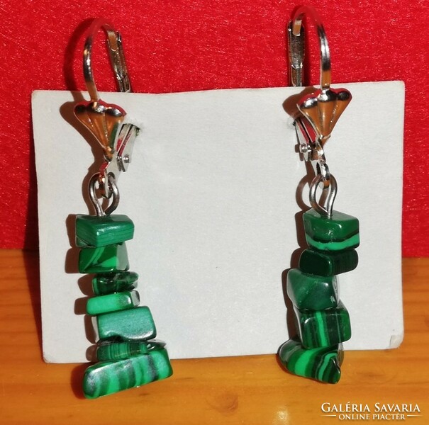 Mineral earrings (simple) - green malachite