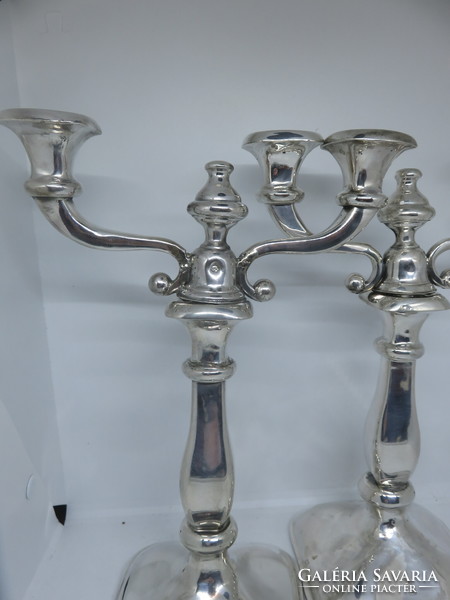 Bécsi antik ezüst biedermeier kandeláber pár 1854