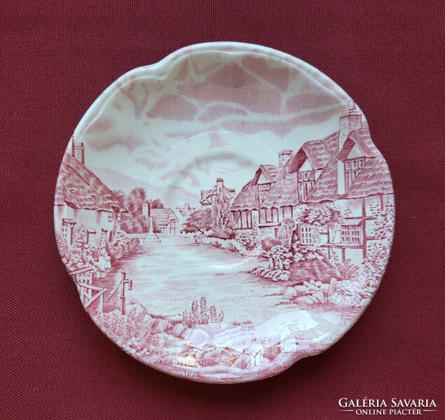Johnson bros ironstone old English burgundy scene porcelain saucer plate