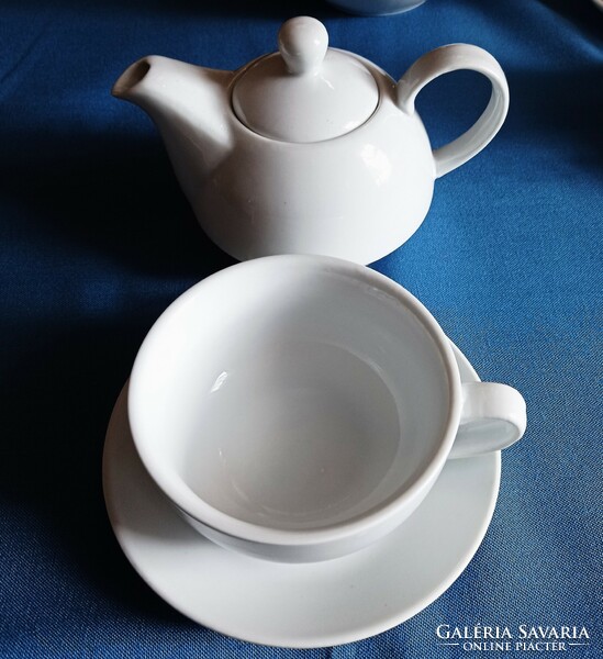 New, 3-piece, snow-white, tea set for one person