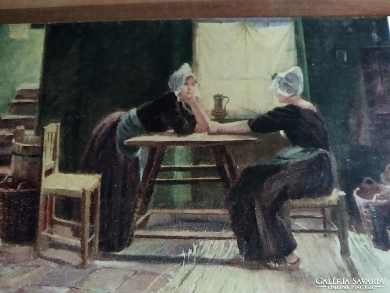 Antique artist postcard, rotophot, Hungarian art, postal clerk
