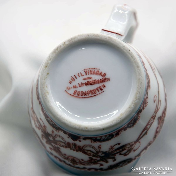 Hüttl tivadar thick-walled porcelain pourer with hand painting