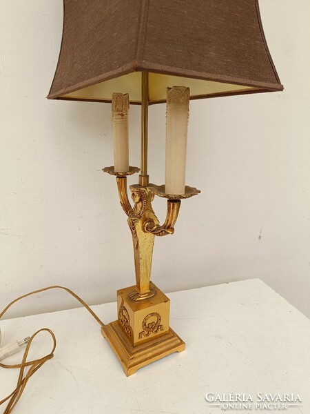 Antique empire style copper fixture table lamp with shade 864 8707
