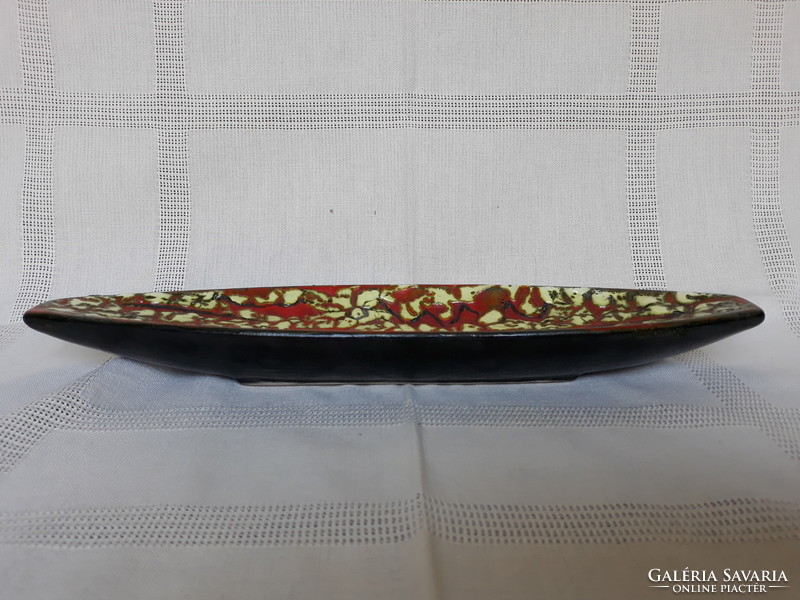 Retro industrial art boat-shaped ceramic bowl, centerpiece