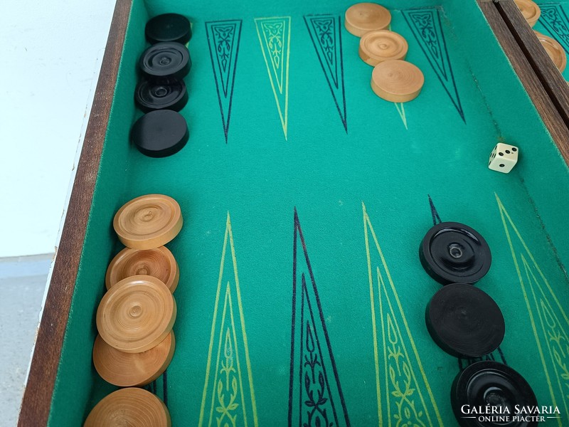 Antique backgammon board game Arabic game in box 716 8678