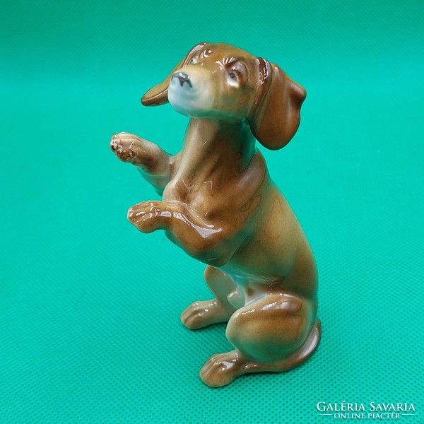 Rare collectible metzler & ortloff dachshund porcelain figure