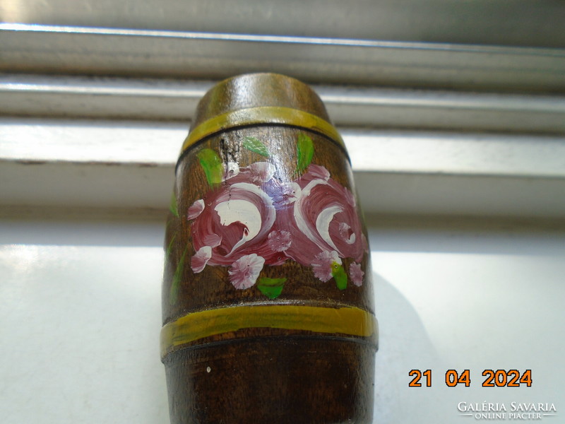 Kézzel festett,faragott,csiszolt fa,virág mintás fűszertartó fali polc,6 db különféle fűszertartóval