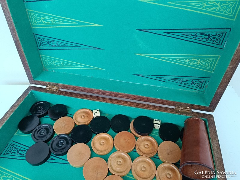Antik backgammon társas játék ostábla arab játék dobozában 716 8678