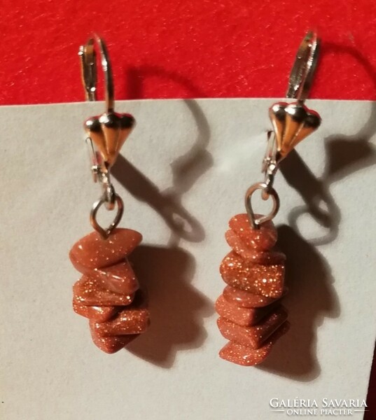 Mineral earrings (simple) - brown goldfluss