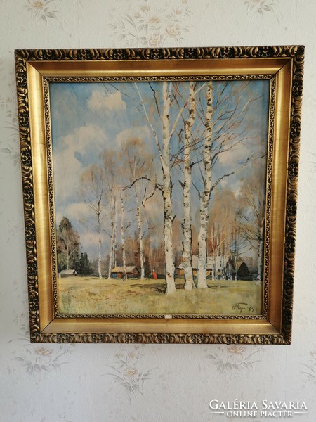 Winter landscape in an antique frame