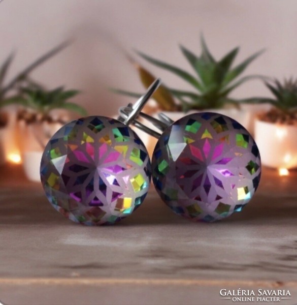 Colored mandala stone earrings