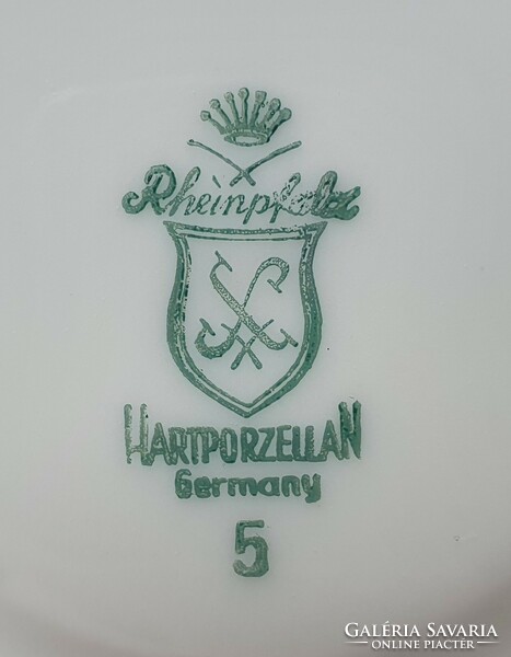 Rheinpfaltz SC Hartporzellan német porcelán reggeliző tányérpár csészealj kistányér tányér hiányos