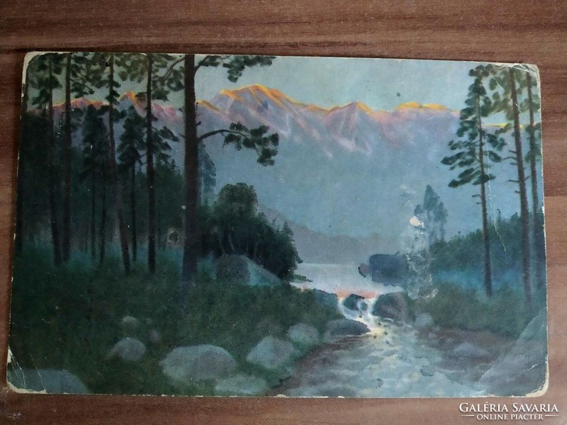 Antique artist postcard, landscape, from 1916