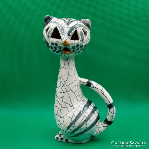 Ingyenes szállítással- Gorka Lívia Iparművészeti kerámia cica figura