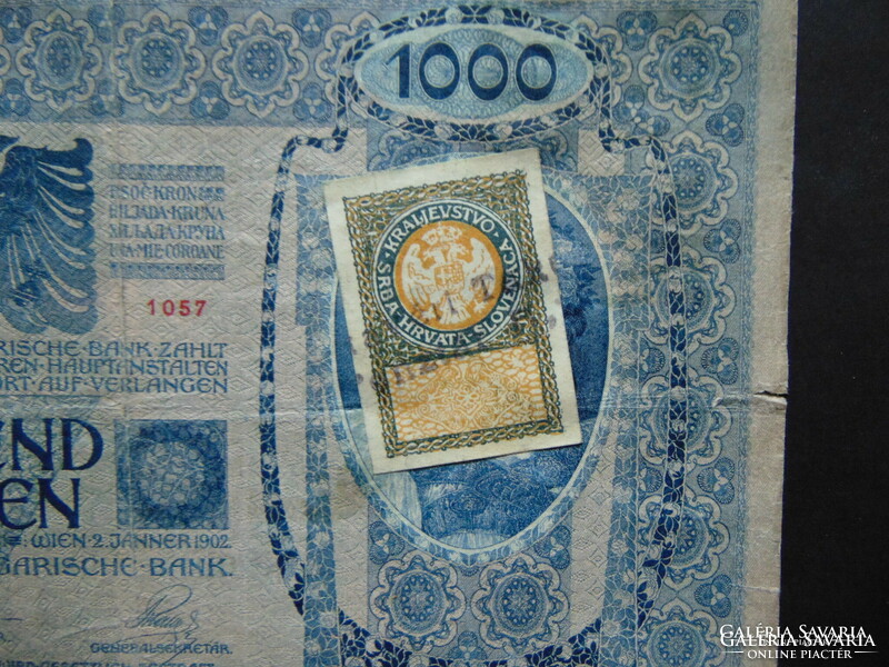 1000 Korona 1902 Serbian-Slovenian-Croatian stamp + stamping ! Rr 02