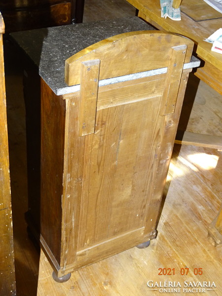 Old German marble flat bedside table small wardrobe