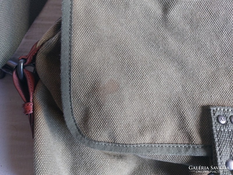 Armani men's side bag leather-canvas