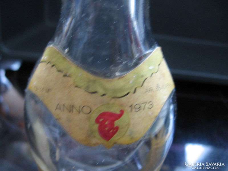 Retro Tokaji sad sweet bottle, glass 70s