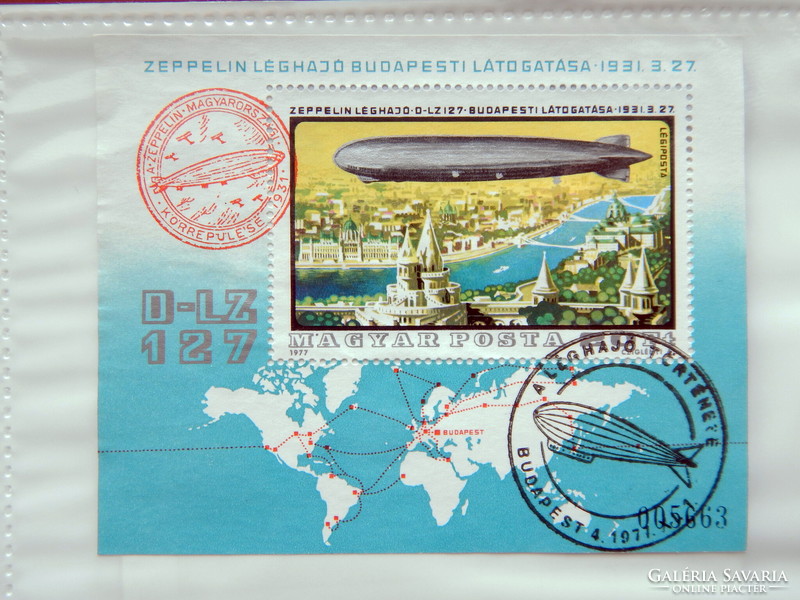 1977. History of the airship - block, first day stamp