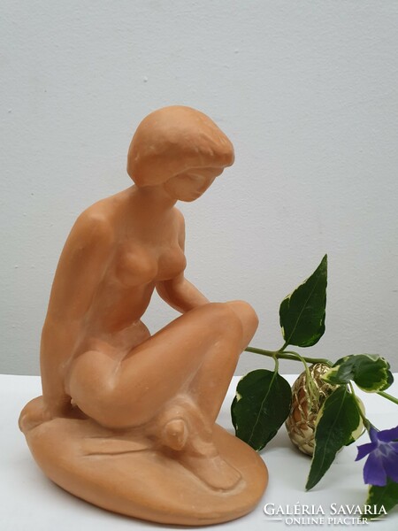 Terracotta nude sculpture by sculptor Lajos Szőke