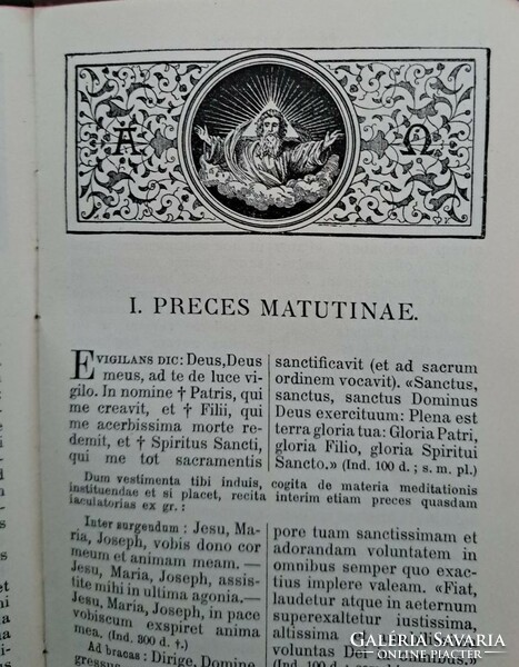 Antik latin nyelvű  bőr kötésű imakönyv. 1906
