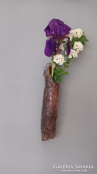 Brown ceramic wall vase, gorgeous unique (floral) industrial artist type wall decoration