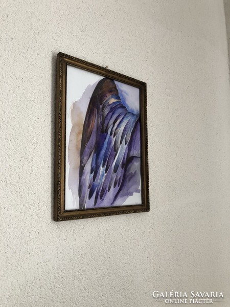 Angyalszárny,aquarell,régi képkeret 27x36cm