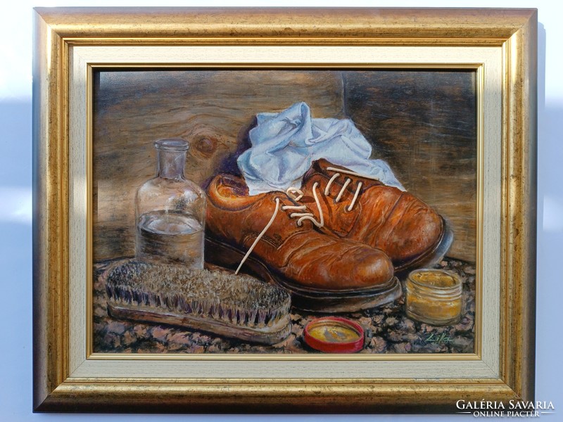 Szelthafner's painting Lila: Old Shoes