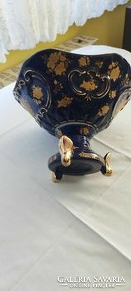 Chinese blue / gold porcelain fruit bowl