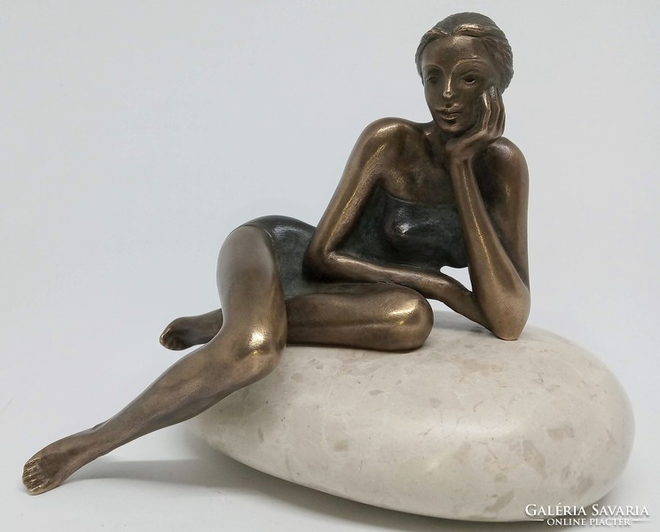 Czobor Sándor "Kinga" c. bronzszobor, eredetiségigazolás, ingyen posta