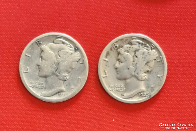1925,1918,  2 darab Liberty USA ezüst 1 dime  (764)