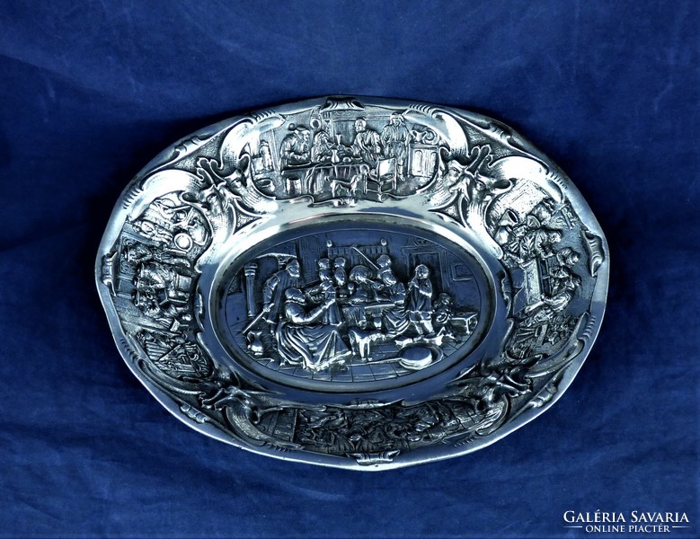 Sumptuous, antique silver tray, Holland, ca. 1880!!!
