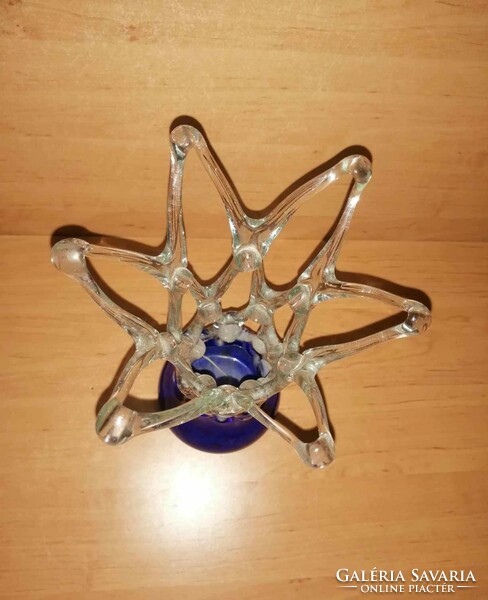 Dekoratív áttört kék aljú üveg váza - 30 cm